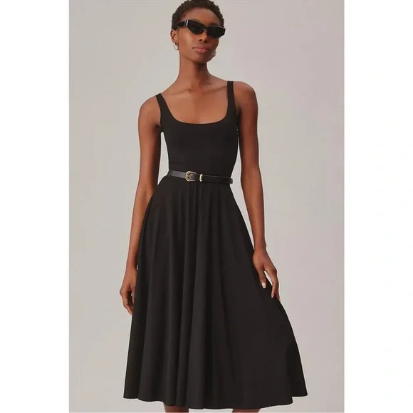 Reformation Rou Knit Black Midi Dress